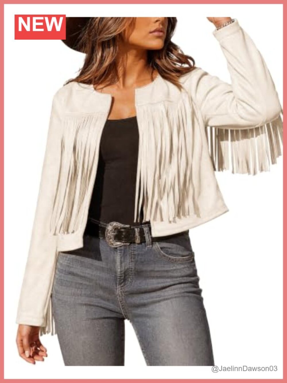 Faux Suede Fringe Jacket Cropped Western Cowgirl Coat